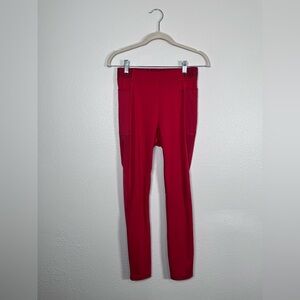 Gymshark red full length leggings with mesh detail size medium